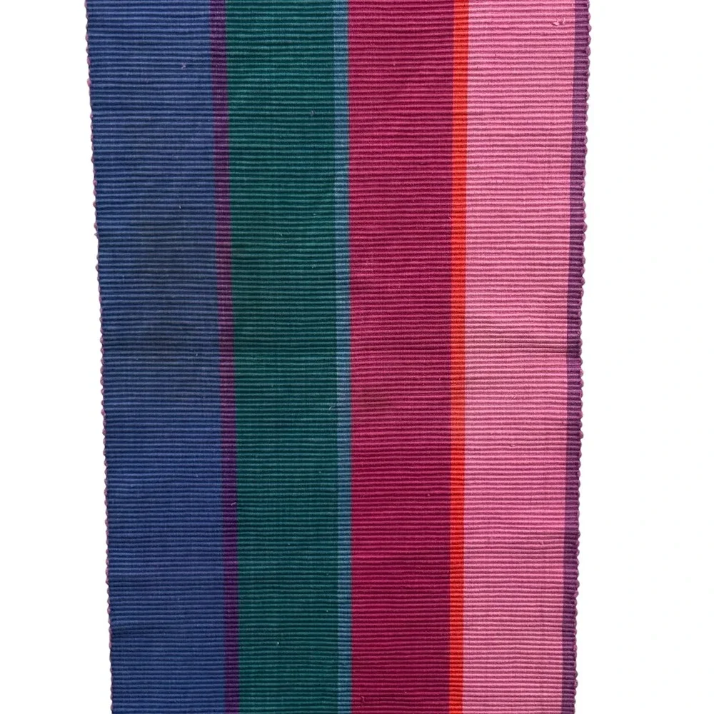 Pier 1‎ Imports Multi Color Striped Cotton Table Runner 14x72 Boho Fringe VTG